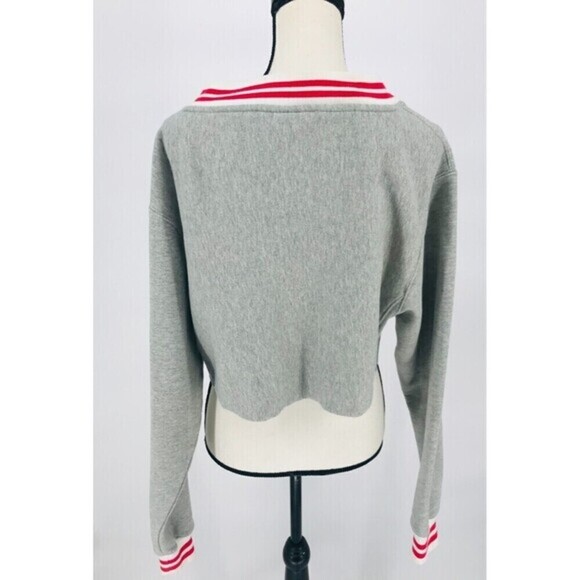 Champion Life Reverse Weave Yarn Dye Stripe Cropped V-Neck Sweatshirt‎ Women's S - Picture 4 of 12